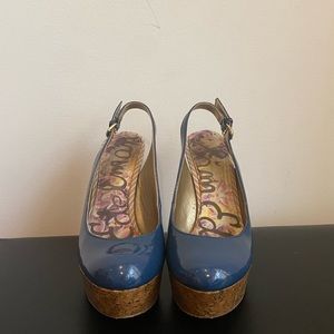 Sam Edelman blue Mallory wedge sandals, size 5